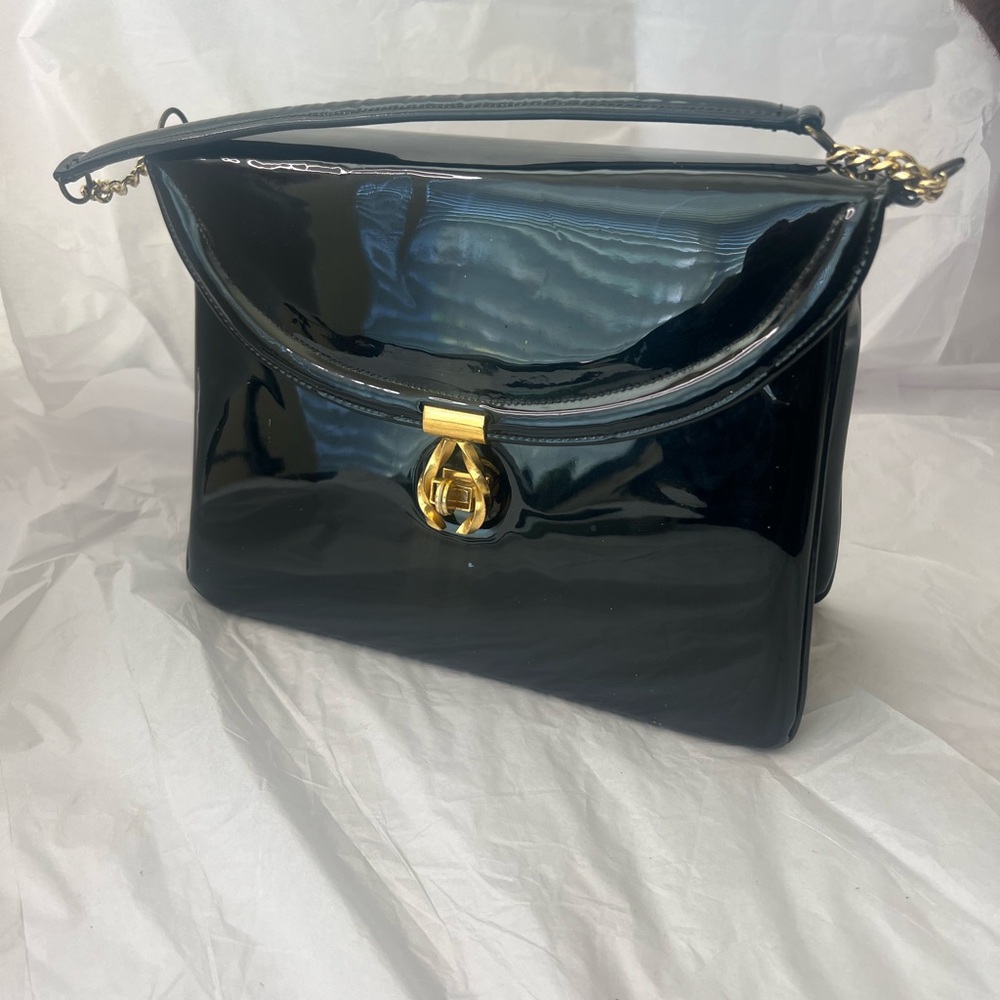 VINTAGE LENNOX Black Patent Leather Bag